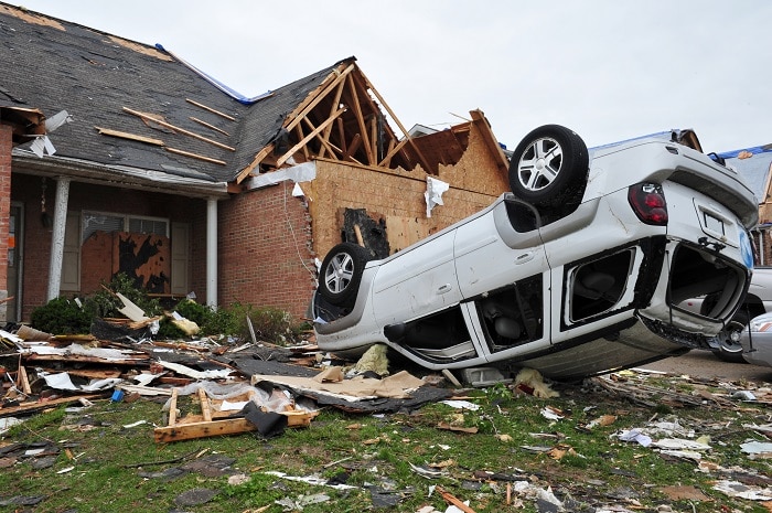 tornado damaged house